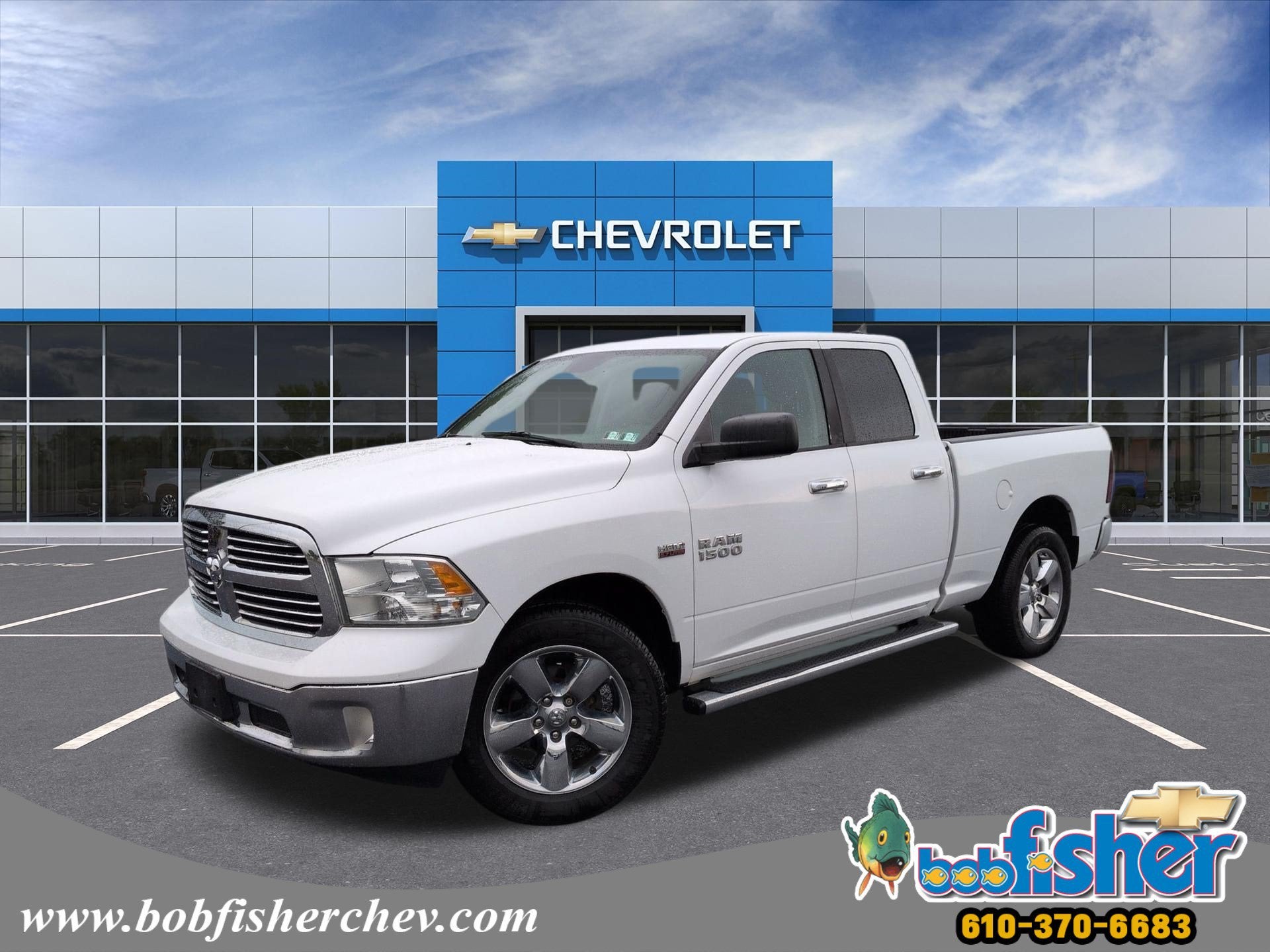 2013 RAM 1500 Big Horn in White — front three-quarter view