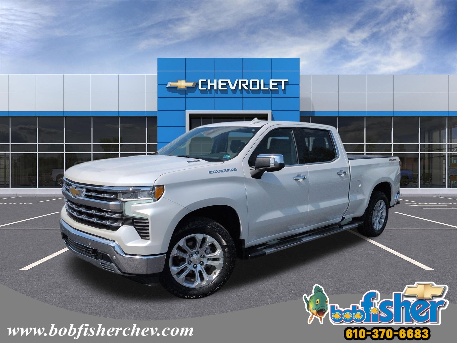 2023 Chevrolet Silverado 1500 LTZ in Iridescent Pearl Tricoat — front three-quarter view