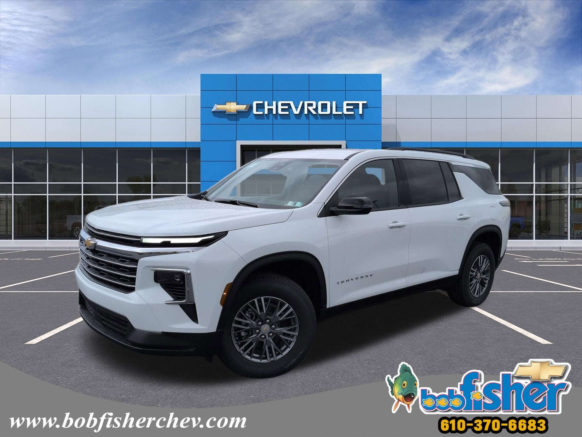 2026 Chevrolet Traverse LT SUV FWD in Summit White — front three-quarter view