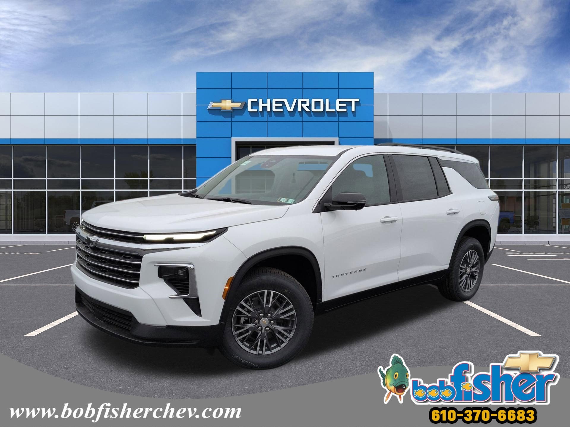 2026 Chevrolet Traverse LT SUV AWD in Summit White — front three-quarter view