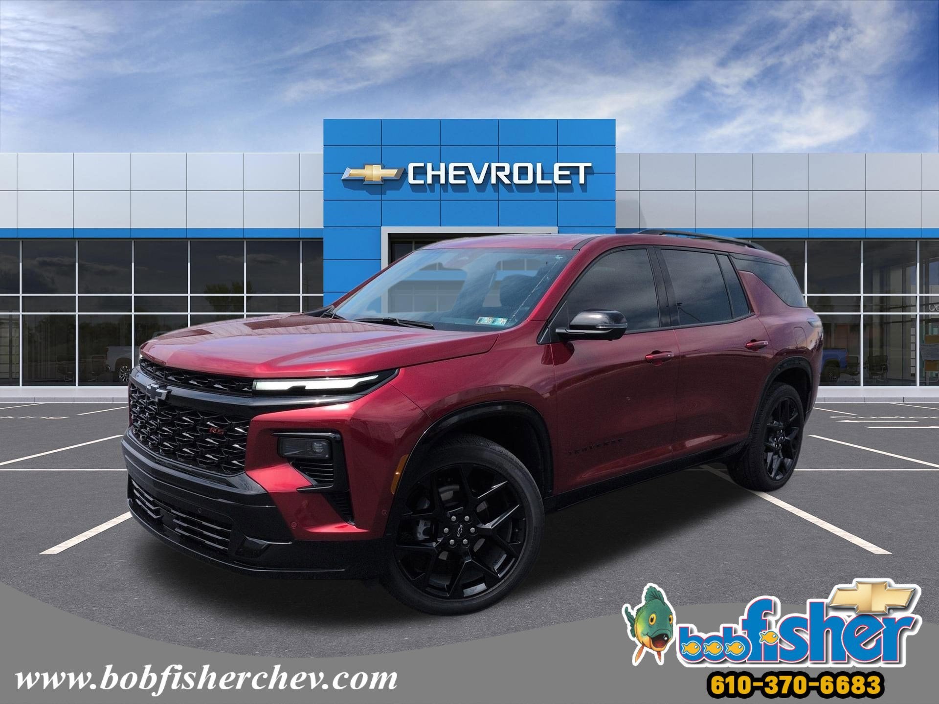 2024 Chevrolet Traverse RS in Radiant Red Tintcoat — front three-quarter view