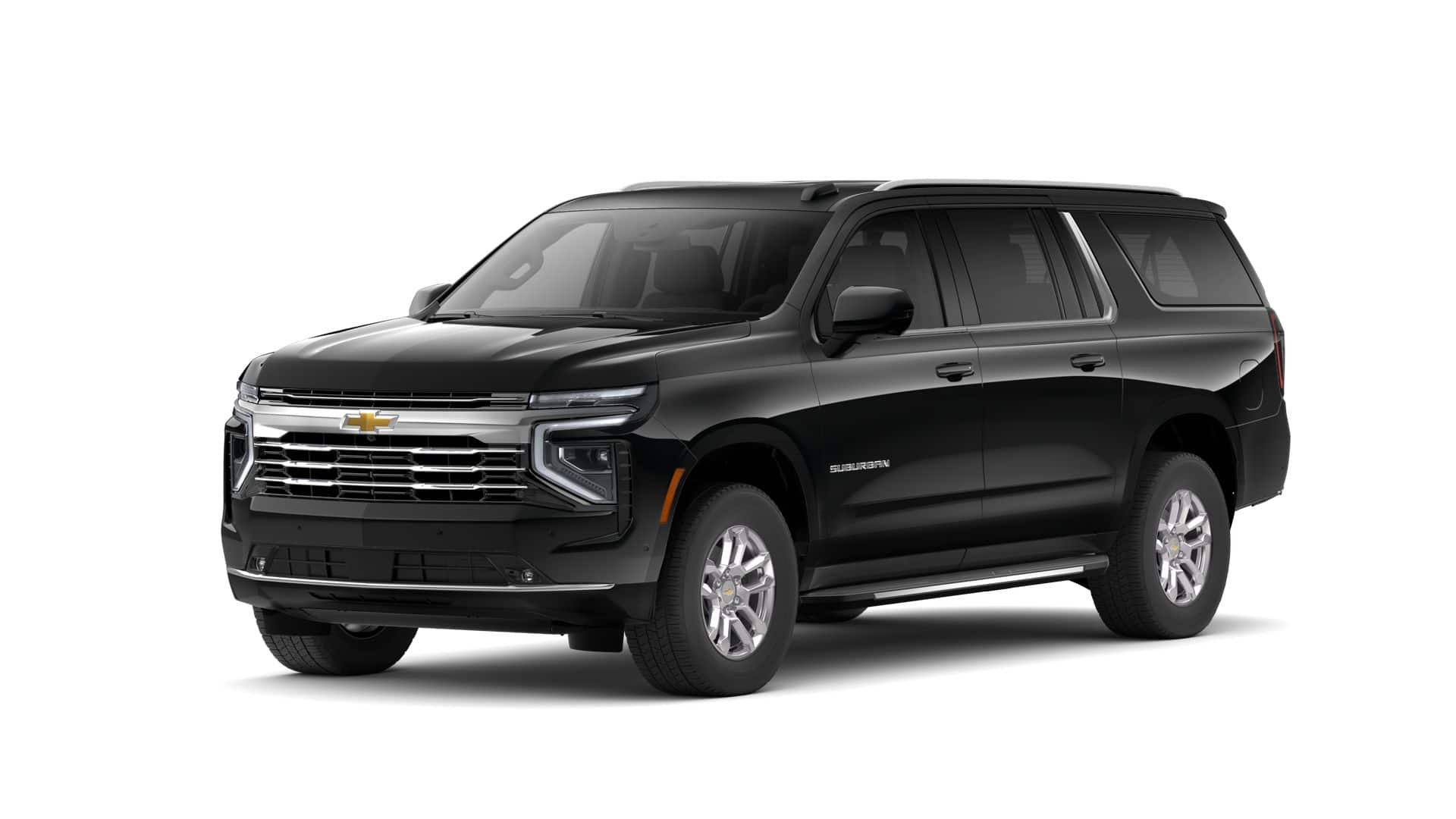 2026 Chevrolet Suburban LT SUV 4WD in Black — front three-quarter view