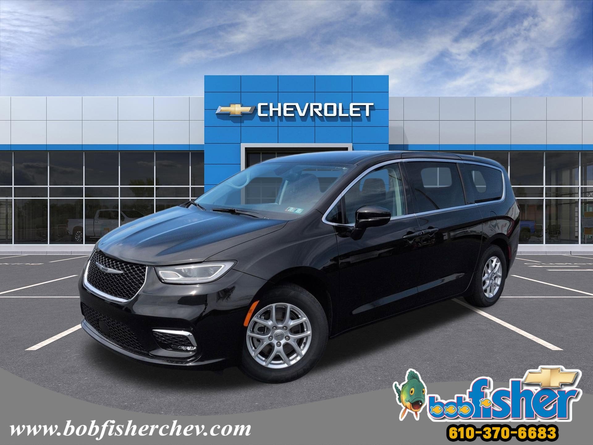 2024 Chrysler Pacifica Touring L in Black — front three-quarter view