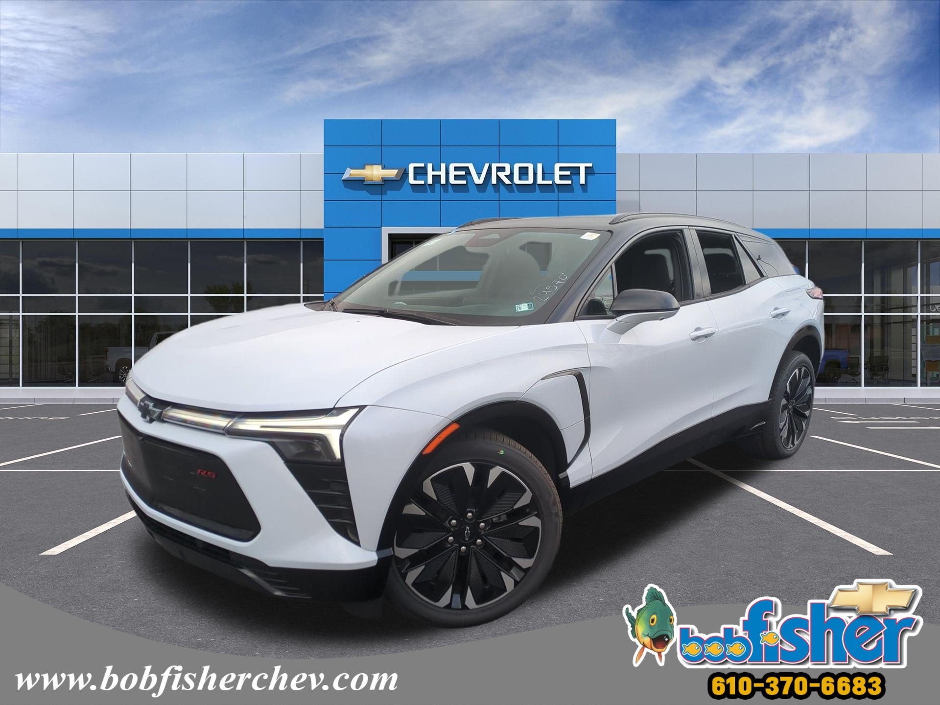 2026 Chevrolet Blazer EV RS SUV AWD in Polar White Tricoat — front three-quarter view