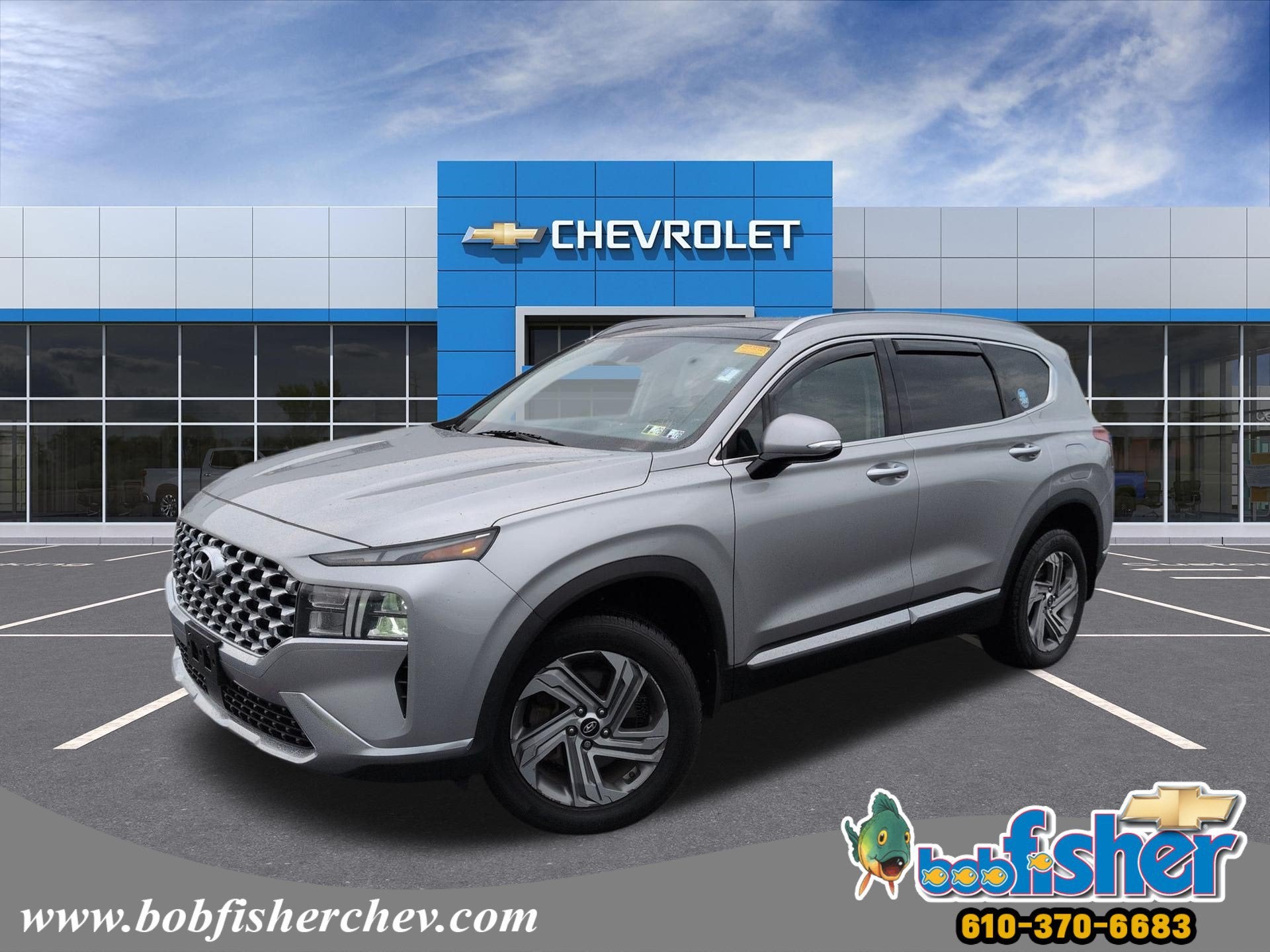 2022 Hyundai Santa Fe SEL in Silver — front three-quarter view