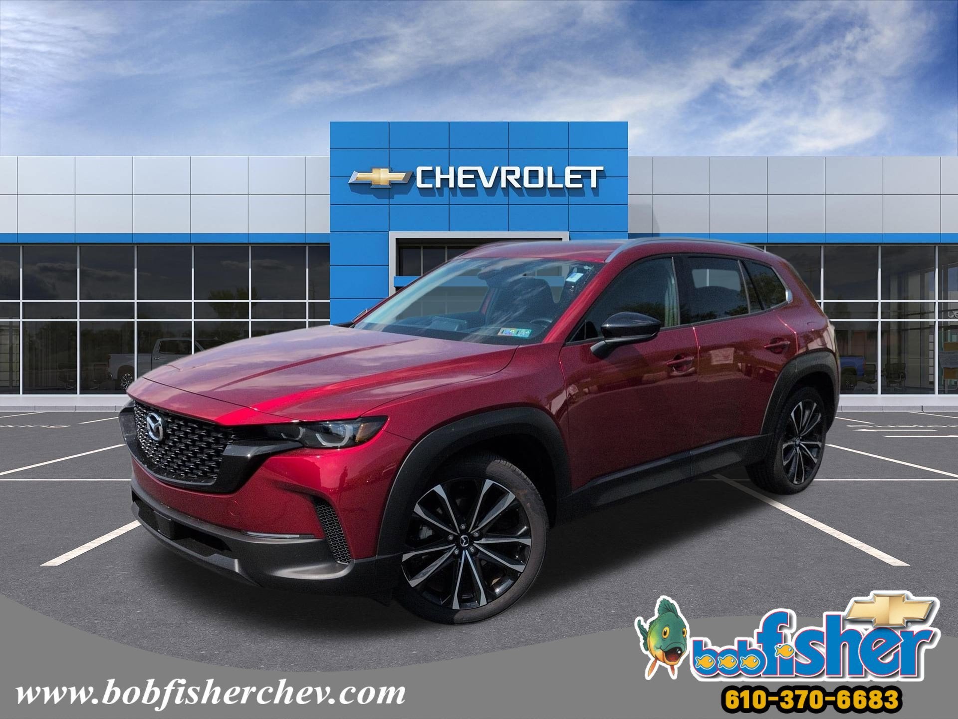 2023 Mazda Mazda CX-50 2.5 S Premium Plus in Red — front three-quarter view